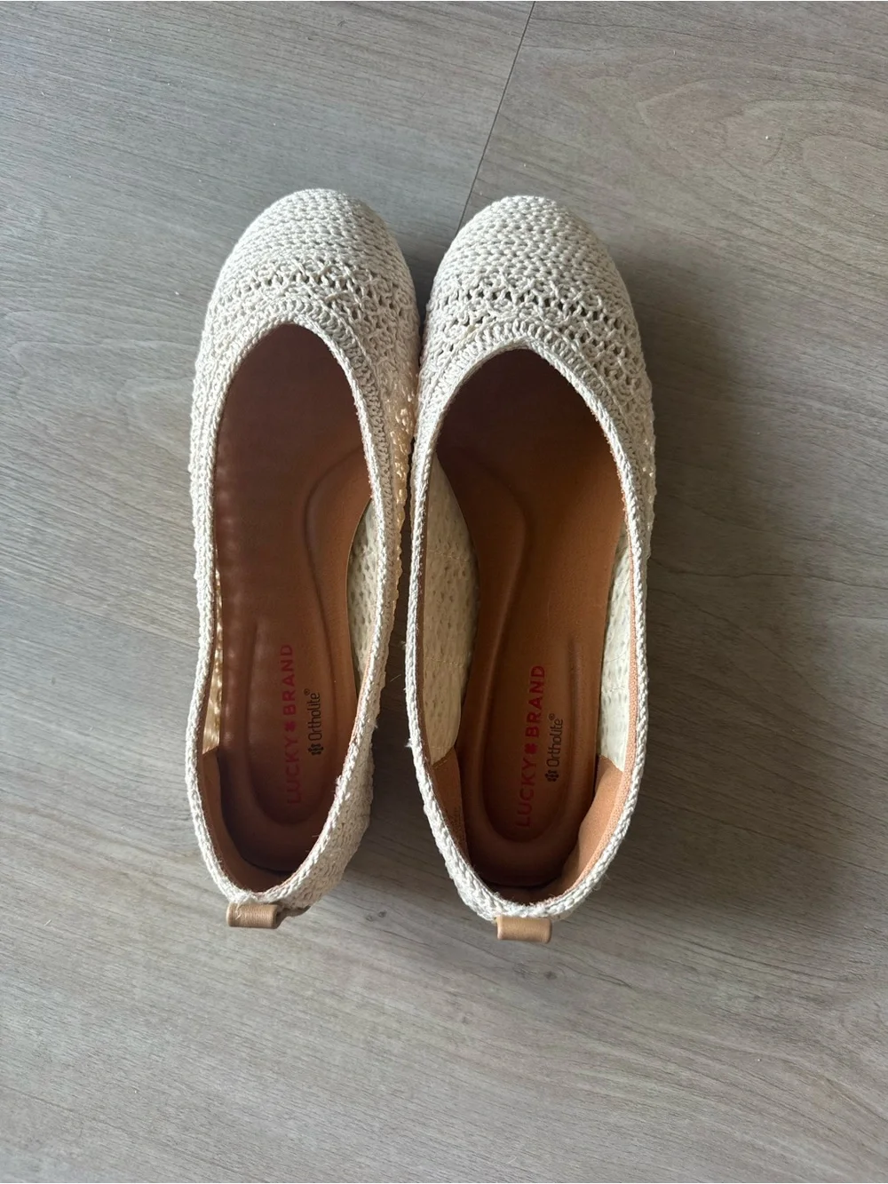 Lucky Brand Cream Crochet Slip-On Ballet Flats